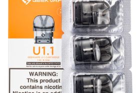 Geek Vape U Replacement Pods Features: 2mL Pod Capacity Side Fill System - Silicone Stoppered Integrated 0.7ohm Coil Magnetic Pod Connection Comes in a pack of three (3)