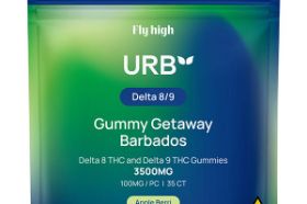 Vegan Ingredients, Gluten Free, Non-GMO 35 Urb gummies per bag 3500mg of Urb gummies per bag Contains 90mg of Delta-8 THC + 10mg of hemp-derived Delta-